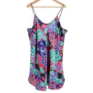 Laniqué  Floral Camisole Nightie Dress Plus Size 22 24 Purple Teal